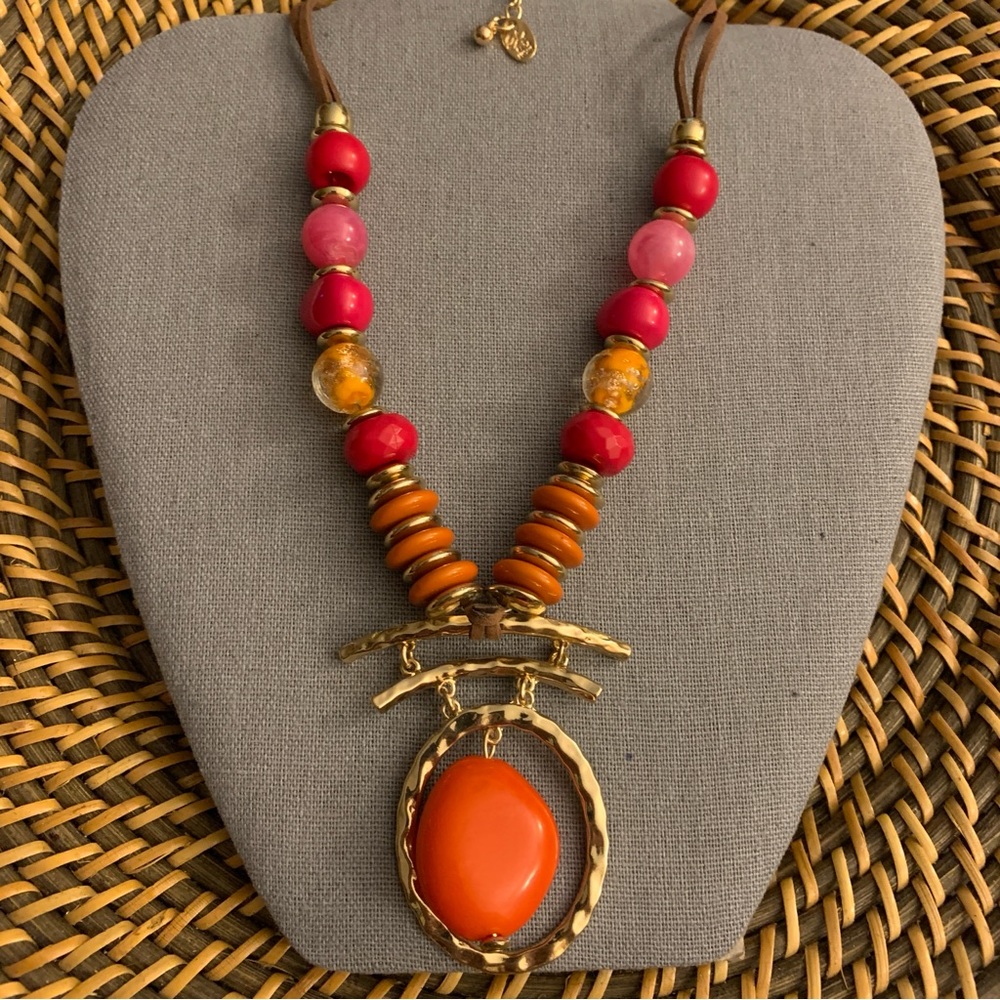 Erica Lyons Chunky Beaded Red Necklace